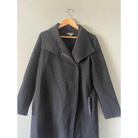 VINCE ASYMMETRIC MOCK NECK WOOL BLEND BLACK COAT‎ - Picture 8 of 14